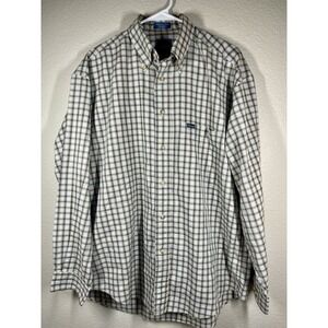 Faconnable Men's Classique France Sz Lg Long Sleeve Plaid Dress Shirt Cotton